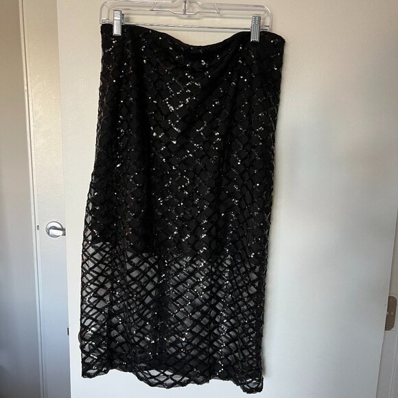 NWT J Crew Black Semi Sheer Sequin Skirt Size 12 - Picture 1 of 4